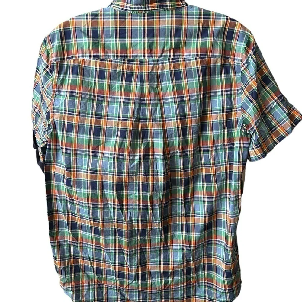 Ralph Lauren Button Up Shirt Youth XL 18-20 Plaid Boys Short Sleeve 100% Cotton